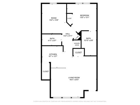 Floor plan for 2 beds, 2 baths